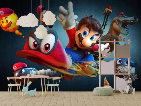 TAPETA WINYLOWA MARIO SUPER FOTOTAPETA DLA DZIECKA 300x210 3D ZMYWALNA - obrazek 3