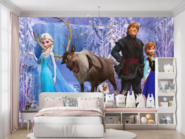 FOTOTAPETA WINYLOWA KRAINA LODU FROZEN ELSA ANNA DLA DZIECI 300x210 - obrazek 3